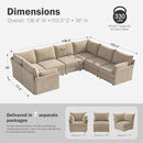 136.4" Oversized Modular Sectional Sofa, U Shaped Convertible Couch with Movable Ottoman, Large 7 Seat Corner Couches for Living Room Deep Seat Beige Chenille by CozyNest Decor