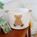 INough Cotton Rope Basket Toy Storage Baskets for kids Laundry Hamper, Gift Basket Empty Baby Shower Baskets with Handles, Cute Bins Blanket Stuffed Animal Storage for Nursery, Living Room Decor, Bear by TinyTreasures Baby Boutique