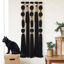 Macrame Wall Hanging Black Sphericity Cotton Tassels Textile Hanging Geometric Yarn Wall Art for Bedroom Living Room Decor 15.7" W x 39" L by CozyNest Decor