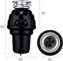 Waste Maid 10-US-WM-658-3B Garbage Disposal Anti-Jam Stainless Steel Food Waste Grinding System, 1-1/4 HP Premium, Black by CozyNest Decor