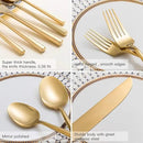 Silverware Set Flatware Set Shiny Gold Cutlery Set with Hexagon Handle Forged Stainless Steel Heavy 20 Pieces For Home Hotel Use Service for 4 by CozyNest Decor