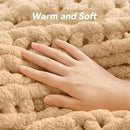 Chunky Knit Throw Blanket, 60''*80'' Knitted Throw Chenille Yarn for Bed Couch, Handmade Beige Crochet Big Thick Blanket, Machine Washable Cute Comfy Blanket for Home Decor by CozyNest Decor