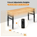 60" Heavy-Duty Adjustable Workbench for Garage, Rubber Wood Shop Table W/Double Pegboards & Drawer,Hardwood Workstation Weight Capacity Over 2000 Lbs by GreenHaven Gardens