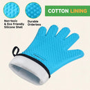 GEEKHOM BBQ Gloves, Grilling Gloves Heat Resistant Oven Gloves, Kitchen Silicone Oven Mitts, Long Waterproof Non-Slip Pot Holder for Barbecue, Cooking, Baking, Aqua Blue by GreenHaven Gardens