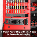 Large Power Tool Organizer Wall Mount with Charging Station,4 Layer Heavy Duty Metal Tool Storage Shelf Loads 600lbs,Battery Utility Rack With 4 Outlet Power Strip with 8 Cordless Drill Holder by GreenHaven Gardens