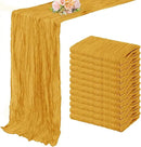 12 Pack Mustard 10FT Cheesecloth Table Runner Rustic Gauze Fabric Cheese Cloth Table Runner for Wedding Bridal Baby Shower Table Decor Boho Sheer Birthday Party Table Decorations 20 x 120 Inch Long by CozyNest Decor