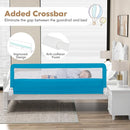 BABY JOY Bed Rails for Toddlers, 71'' Extra Long, Upgraded Swing Down Bed Guard w/Safety Strap, Folding Baby Bedrail for Kids Twin, Double, Full Size Queen & King Mattress (71-Inch, Blue) by TinyTreasures Baby Boutique