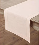Solino Home Linen Pink Table Runner 90 Inches Long - 100% Pure Linen Hemstitch 14 x 90 Inch Table Runner for Dining and Halloween - Classic Hemstitch by CozyNest Decor