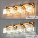 Modern Vanity Light 4-Lights Modern Gold Brushed Brass Finish Crystal Wall Light Bathroom Vanity Light Fixtures by CozyNest Decor