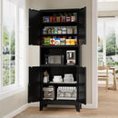 69" Tall Kitchen Pantry Cabinet, Metal Storage Cabinet with 4 Doors and Adjustbale Shelves, Freestanding Cupboards for Dining Room, Living Room, Bathroom by CozyNest Decor