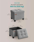 SONGMICS Storage Ottoman, Small Ottoman Foot Rest with Legs, 12.6 x 15.8 x 13.2 Inches Foot Stool, Load up to 660 lb, for Living Room, Bedroom, Dorm, Dove Gray ULSF012G02 by CozyNest Decor