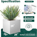 White Steel Planter Square Outdoor Planters Galvanized Steel Planter Box Indoor Metal Large Planters Cube Heavy Duty Flower Pot 26 Inch Modern Commercial Residential for Trees Patio Deck Yard Garden by GreenHaven Gardens