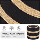 Wimarsbon 18'' Ottoman Pouf, Natural Braided Poof, Rustic Handweave Lounge Pouffe, Boho Footrest Stool for Bedroom, Accent Table or Seat for Living Room (Natural Water Hyacinth + Black Cotton Rope) by CozyNest Decor
