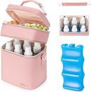 Breastmilk Cooler Bag with Ice Pack Fits 6 Baby Bottles Up to 9 Ounce by TinyTreasures Baby Boutique