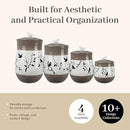 Young's Inc. 4 Pcs Set Botanical Ceramic Canisters- Storage Container for Kitchen and Bathroom - Beautiful Home Decor Accent to Store Food, Coffee, Tea, and More - Brown, White by CozyNest Decor