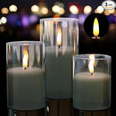 Glass Flameless Candles with Remote Timer,LED Candles Flickering Battery Operated with 3D Wick,Candle Holders Table Centerpiece Decoration for Home Wedding Birthday Festival(Grey) by GreenHaven Gardens