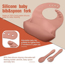 10 Pack Silicone Baby Feeding Set, Toddlers Led Weaning Feeding Supplies with Suction Baby Bowl Divided Plate Adjustable Bib Soft Silicone Spoon Fork, Infant Self Eating Utensil Set (Beige, Orange) by TinyTreasures Baby Boutique