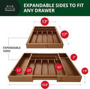 ROYAL CRAFT WOOD Luxury Bamboo Kitchen Drawer Organizer - Silverware Organizer - Utensil Holder and Cutlery Tray with Grooved Drawer Dividers for Flatware and Kitchen Utensils (9 Slot, Brown Bamboo) by CozyNest Decor