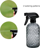 12Oz Glass Plant Spray Bottle, Gem Pattern Glass Sprayer, Watering Can with Black Plastic Top Pump, Handheld Watering Can for Indoor Outdoor Potted Plants and Greenery (Grey) by GreenHaven Gardens