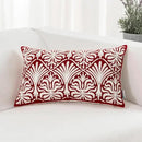 HWY 50 Burgundy Red Decorative Lumbar Pillow Cover Rectangle 12x20 Inch (1 Piece), Embroidered Cotton Farmhouse Cushion Cover Pillow Case for Sofa Couch Living Room Bed, Minimalist Floral by CozyNest Decor