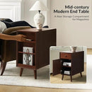 HULALA HOME End Table with Drawer and Charging Station, Modern End Table with USB Ports and Outlets, Wooden Side Table with Storage-Walnut by CozyNest Decor