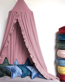 Bed Canopy with Frills Reading Nook Game Tent for Kids Boho Hanging Net Play Room Decor(Dusty Rose) by TinyTreasures Baby Boutique