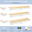 Picture Ledge Shelf for Wall, 36 inches Solid Pine Wood Nursery Book Shelves 3 Packs, Floating Ledge Shelves for Kids' Room Bedroom Bathroom Living Room Photo Frames Office Nursey Wall Decor, Natural by TinyTreasures Baby Boutique