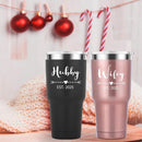 Mamihlap Hubby & Wifey Est 2025 Travel Mug 30oz Tumbler.Valentine’s Day Gifts.Anniversary Wedding Engagement Gifts.Gift for Couple Her Him Bridal Shower Husband Wife Newlywed Couple.(Black&Rose Gold) by TinyTreasures Baby Boutique