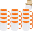 11oz White Ceramic Sublimation Coffee Mug in White Gift Box, Orange, Case of 12 by CozyNest Decor