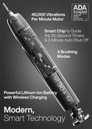Aquasonic Vibe Series Ultra-Whitening Toothbrush – ADA Accepted Electric Toothbrush - 8 Brush Heads & Travel Case – 40,000 VPM Motor & Wireless Charging - 4 Modes w Smart Timer – Charcoal Metallic by CozyNest Decor