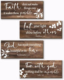 FENCORDAR 4 Pieces Brown Wall Decor Bible Verses Bathroom Decor Wooden Farmhouse Office Christian Wall Art Religious Art for Women Office Home Bedroom Living Room Decor(Brown 10x4) by CozyNest Decor