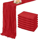 6 Pack Red 10FT Cheesecloth Table Runner Rustic Gauze Fabric Cheese Cloth Table Runner for Wedding Bridal Baby Shower Table Decor Boho Sheer Birthday Party Table Decorations 20 x 120 Inch Long by CozyNest Decor