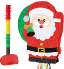 WERNNSAI Christmas Piata Large Pull String With Blindfold Bat - Cute Santa for Party Games, Red Decorations 16.5" x 12.4" - Gifts for Kids by TinyTreasures Baby Boutique