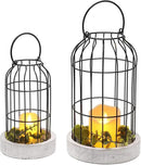 PHOSPHOR Rustic Farmhouse Decor Lantern Set of 2 Modern Farmhouse Decorative Indoor for Kitchen Fireplace Centerpiece Table Dinning Living Room by CozyNest Decor