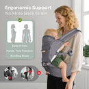 FRUITEAM Baby Carrier with Hip Seat for Breastfeeding, One Size Fits All - 6-in-1 Adjustable Toddler Carrier with Lumbar Support, All Seasons, Adapt to Newborn, Infant & Toddler (Greyish) by TinyTreasures Baby Boutique