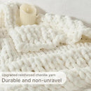 Chunky Knit Blanket Throw, 100% Hand Knit Throw Blanket Handmade Chenille Cable Knit Throw for Couch, Stylish Cozy Soft Rope Knot Crochet Blanket for Home Decor, Ivory, 40x50 Inches by CozyNest Decor