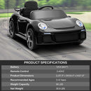 Licensed RUF CTR3 12V Kids Electric Car with Parent Remote Control, 2 Motors, 3 Speeds, LED Lights, MP3 Player | Battery Powered Ride-On Toy for Kids to Drive - Black by TinyTreasures Baby Boutique