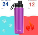 DRINCO Stainless Steel Water Bottle Spout Lid Vacuum Insulated Double Wall Water Bottle Wide Mouth (40oz 32oz 22oz 18oz 14oz) Leak Proof Keep Cold Sport Camping Hiking (22 oz, 22oz Purple) by CozyNest Decor