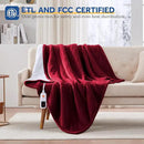 Sealy Electric Blanket Throw Size 50"*60",Super Cozy Flannel to Sherpa Reversible Heated Blanket Throw with 6 Heating Levels & 2-10 Hours Auto Off Overheating Protection Machine Washable,Red by CozyNest Decor