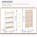 4NM No Assembly 4 Tiers Folding Bookshelf, 47.2" H Foldable Storage Shelves Vintage Bookcase Standing Racks Study Organizer Home Office - Natural White by CozyNest Decor