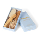 Natural Bamboo Hair Brush & Comb Set, 3 Piece - Cradle Cap Brush, Massage Hair Brush, Bamboo Comb for Toddlers, Newborns & Infants I Baby Registry Gift by TinyTreasures Baby Boutique