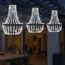 Hanging Solar Chandelier Outdoor, 30 Cool White Lights Acrylic Clear Beaded Chandelier with S Hooks Modern Lantern for Garden Yard Patio Gazebo Decorations, 28”H by CozyNest Decor