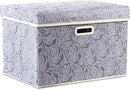 PRANDOM Larger Collapsible Storage Box with Lid [1-Pack] Fabric Decorative Storage Bin Cube Organizer Container Basket with Cover Handles for Bedroom Closet Living Room Gray 17.7x11.8x11.8 Inch by TinyTreasures Baby Boutique