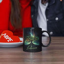 Custom Unique Name Coffee Cup, Customized Mystical Nature Inspired Mug 11oz 15oz, Personalized Enchanted Tree With Northern Lights Ceramic Cup, Nature Black Mug, Gift For Women Men by CozyNest Decor