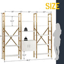 Triple 5 Tier Bookshelf, Industrial Large Bookcase with Storage Cabinet, Tall Gold Bookshelf with 14 Open Display Shelves Metal Frame Furniture for Living Room Bedroom Home Office Gold & White by CozyNest Decor