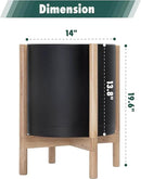 D'vine Dev Planter Pot with Stand - 14 Inch Plastic Cylinder Flower Pot with Wood Planter Holder for Indoor, Matte Black Pot + Natural Stand, 55-C-S-2 by GreenHaven Gardens