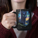 Custom Cute Cat Coffee Mug With Northern Lights, Customized Name Ceramic Mug 11oz 15oz, Beautiful Nature Scene Mug, Personalized Animal Lovers Black Cup, Gift For Pet Enthusiasts by CozyNest Decor