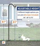 Shepherds Hook for Outdoor Bird Feeders Pole 76 Inch Tall, Adjustable Heavy Duty Garden Hanger Stake Pole with 5 Prong Base, Shiny Black (2 Packs) by GreenHaven Gardens