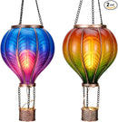 TERESA'S COLLECTIONS 2 Pack Hanging Solar Lantern Outdoor Garden Decor for Valentine ,Waterproof Plastic Hot Air Balloon Orange Flickering Flame Effect Lantern for Yard Tree,Gift for Mom,18" by GreenHaven Gardens