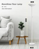BoostArea Torchiere Floor Lamp, 30W Super Bright LED Standing Lamp, 3000K Stepless Dimmable Pole Lamp with Rotary Switch, 70 Inch Tall Metal Modern White Floor lamp for Living Room/Bedroom/Office/Den by CozyNest Decor